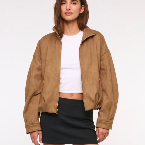Abercrombie & Fitch Women’s Vegan Suede Bubble Bomber Jacket - Picture 5 of 10